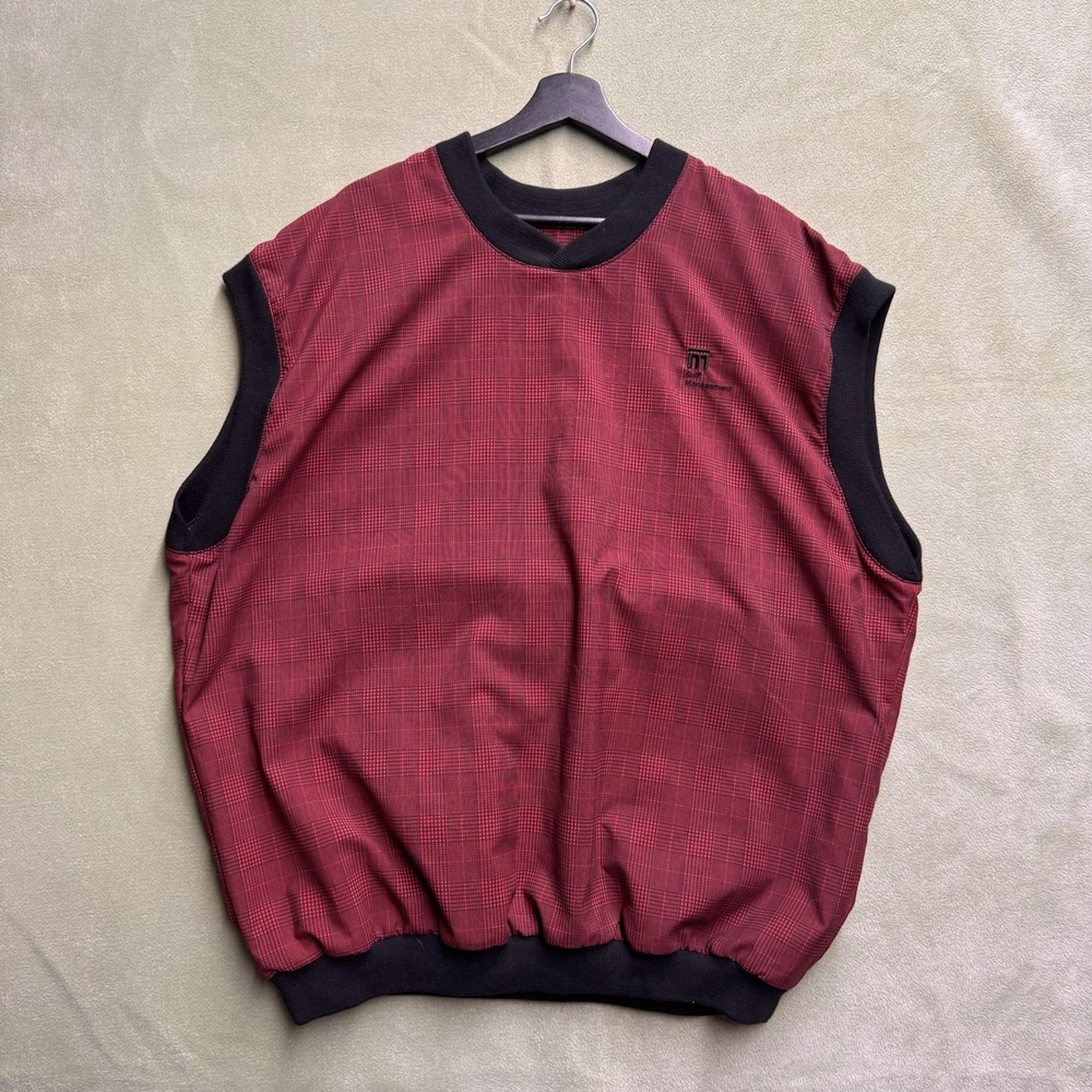 Vtg Elite Golf Pullover V-Neck Windbreaker Vest Men's Size XL Red Management